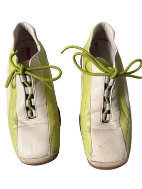 Vintage Prada Sport Linea Rossa Sneakers 38.5 US 8.5 Green Cream Y2K